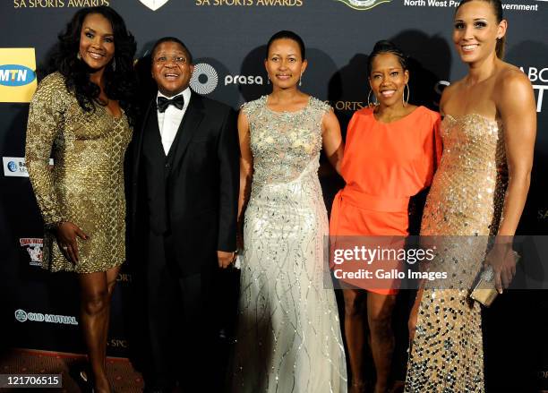 Vivica A Fox, Fikile Mbalula, Nozuko Mbalula, Regina King during the SA Sports Awards from Sun City Superbowl on August 21, 2011 in Rustenburg, South...