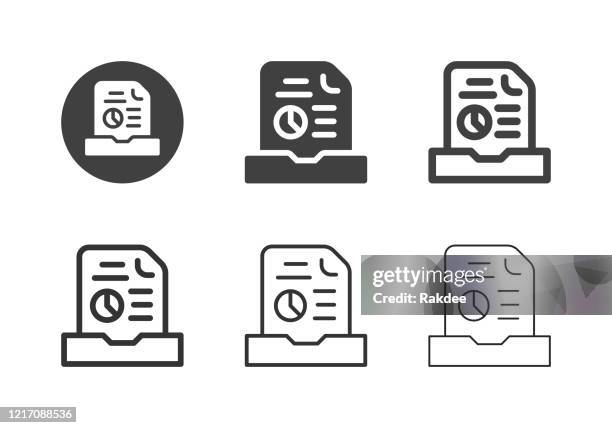 document tray icons - multi series - newspaper stack stock illustrations