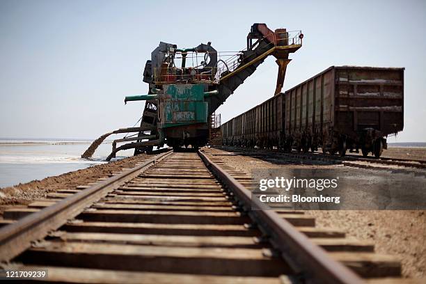 Loading Salt Train 24 Salt Fields At The Baskunchak Lake Stock Photos, High-Res Pictures ...