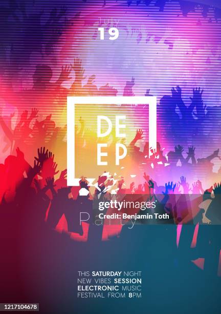 neon dance party poster background - popular music concert stock illustrations