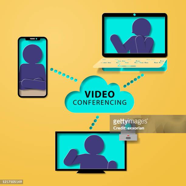 video conferencing - man and machine stock illustrations