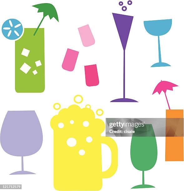 alcohol glasses illustration - drinking tequila stock illustrations
