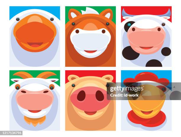 sechs nutztiere - schafkopf stock-grafiken, -clipart, -cartoons und -symbole