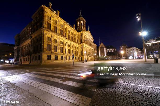 General view of the Koninklijk Paleis or The Royal Palace Amsterdam , which is closed to the public until further notice on April 04, 2020 in...