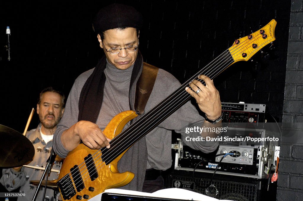 American bass guitarist Gary Brown performs live on stage at