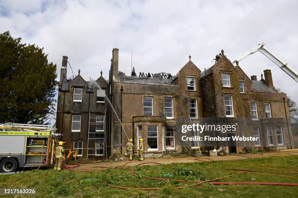 More than 60 Firefighters and 11 fire engines from across Dorset and Avon and Somerset fight a large fire at the grade 2 listed Chalmington Manor...