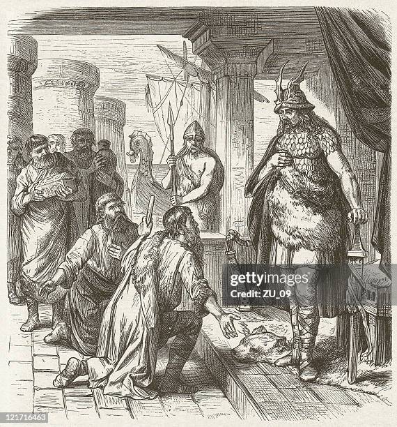 slavic envoys before rurik (c.830-c.879) in 862, published in 1881 - slavic people stock illustrations