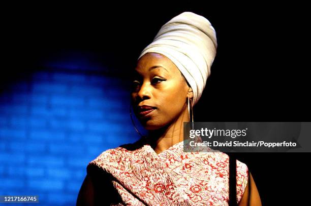 Singer Sarah Brown performs live on stage at Ronnie Scott's Jazz Club in Soho, London on 14th February 2003.