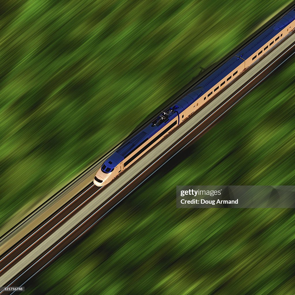 Overhead view of a high speed train