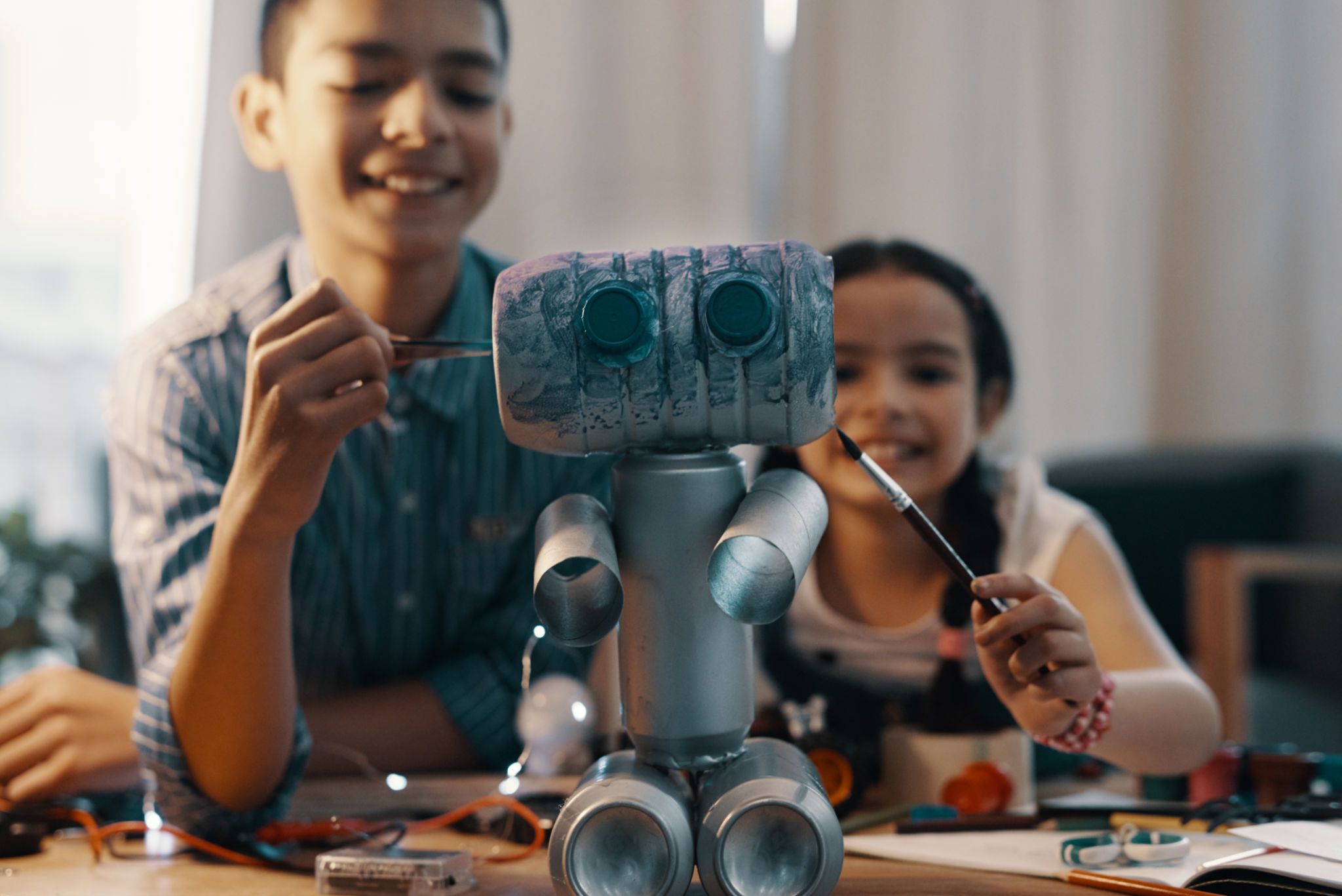 children building robots
