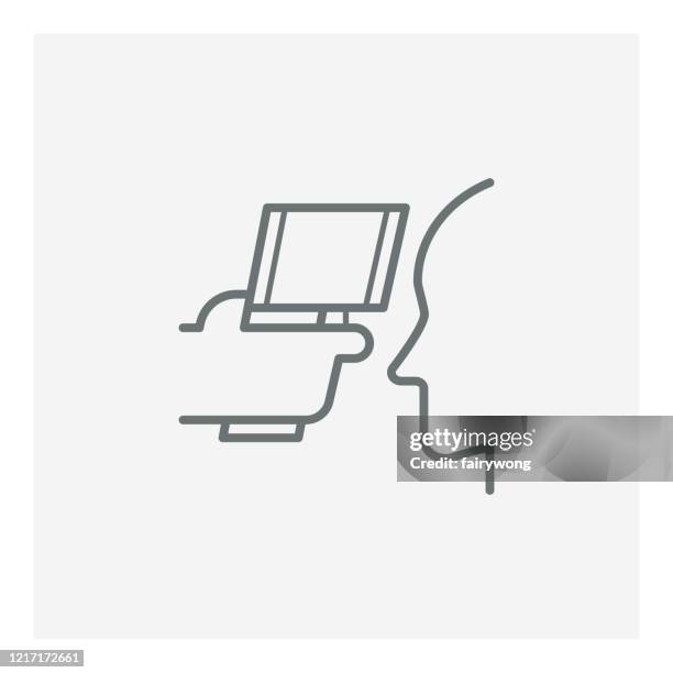 checking body temperature icon, coronavirus and covid-19 concept - temperature scan stock illustrations