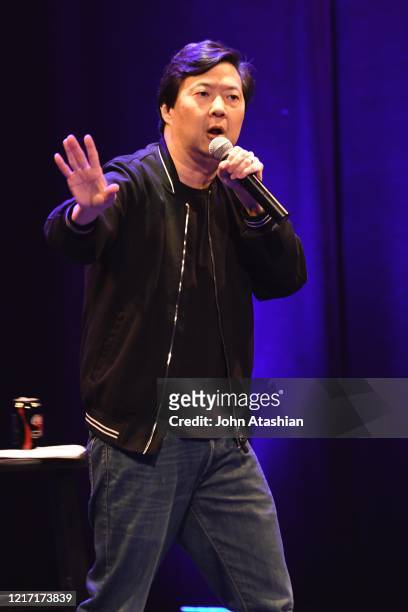 Stand up comedian, actor and former physician Ken Jeong is shown performing on stage during a live concert appearance on November 1, 2019.