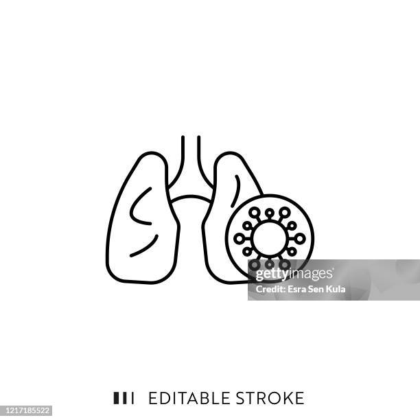 pneumonia line icon with editable stroke and pixel perfect. - breathing techniques stock illustrations