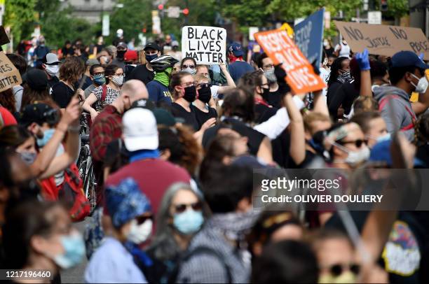 Protesters demonstrate at Lafayette Square in front of the White House in Washington, DC, on June 2, 2020. - Anti-racism protests have put several US...