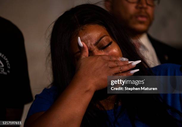 Roxie Washington, the mother of George Floyd's daughter Gianna Floyd, speaks at a press conference on June 2, 2020 in Minneapolis, Minnesota....