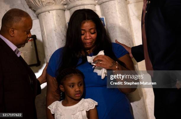 Roxie Washington, the mother of George Floyd's daughter Gianna Floyd, attends a press conference on June 2, 2020 in Minneapolis, Minnesota....