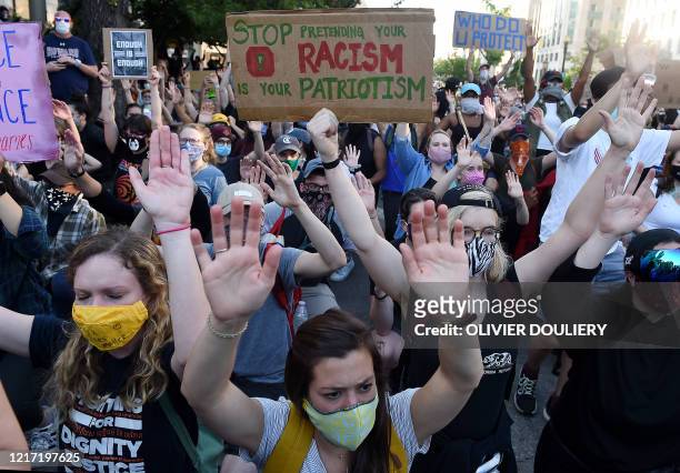 Demonstrators protests the death of George Floyd near Lafayette Square across the White House on June 2, 2020 in Washington, DC. - Anti-racism...