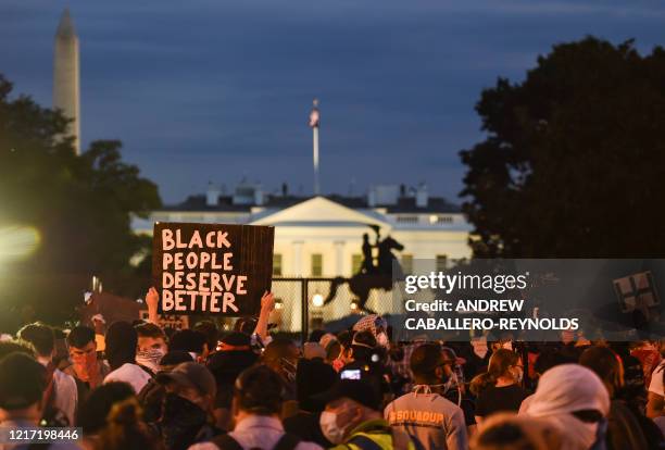 Demonstrators protests the death of George Floyd near Lafayette Square across the White House on June 2, 2020 in Washington, DC.D - Anti-racism...