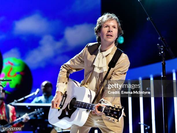 Beck performs onstage during the 62nd Annual GRAMMY Awards "Let's Go Crazy" The GRAMMY Salute To Prince on January 28, 2020 in Los Angeles,...