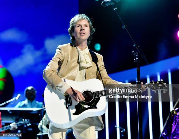 Beck performs onstage during the 62nd Annual GRAMMY Awards "Let's Go Crazy" The GRAMMY Salute To Prince on January 28, 2020 in Los Angeles,...