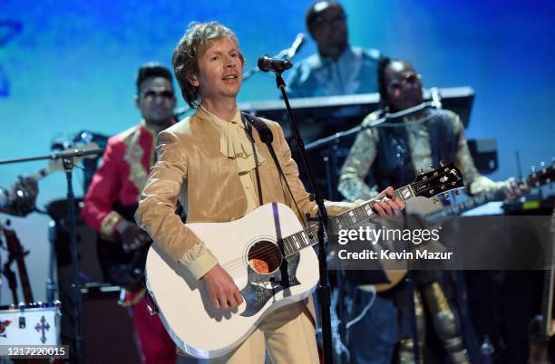 Beck performs onstage during the 62nd Annual GRAMMY Awards "Let's Go Crazy" The GRAMMY Salute To Prince on January 28, 2020 in Los Angeles,...