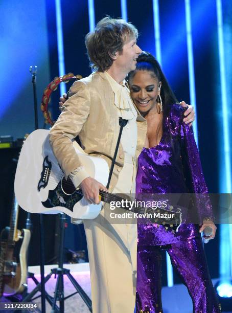 Beck and Sheila E. Perform onstage during the 62nd Annual GRAMMY Awards "Let's Go Crazy" The GRAMMY Salute To Prince on January 28, 2020 in Los...