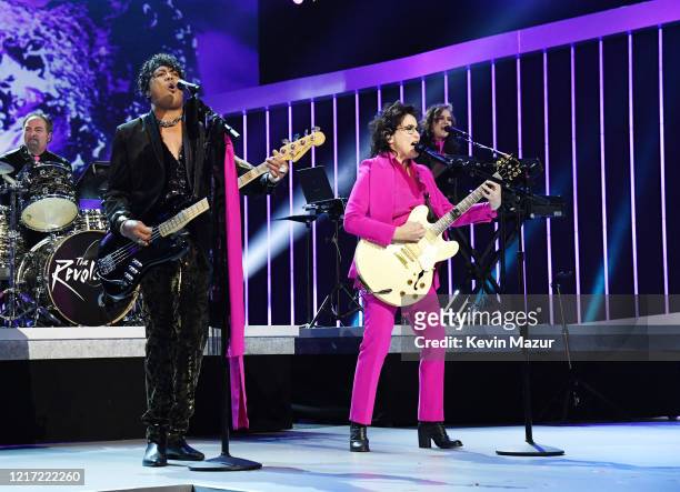 Dr. Fink, BrownMark, Bobby Z., and Wendy Melvoin perform onstage during the 62nd Annual GRAMMY Awards "Let's Go Crazy" The GRAMMY Salute To Prince on...