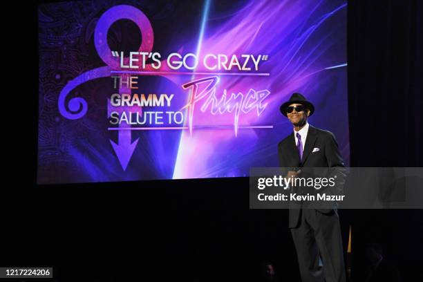 Jimmy Jam speaks onstage during the 62nd Annual GRAMMY Awards "Let's Go Crazy" The GRAMMY Salute To Prince on January 28, 2020 in Los Angeles,...