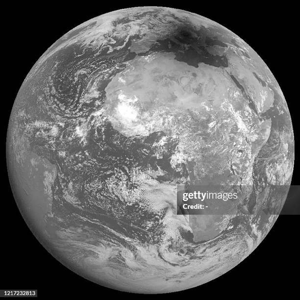 Picture taken 11 August 1999 by the "Eumetsat" meteorological satellite shows the moonshadow covering central Europe during the total solar eclipse...