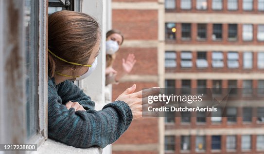 Friend Stuck Two Friends Stuck At Home Wave To Each Other During Covid19 Pandemic ...