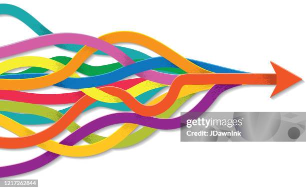 arrows merging in motion infographic - integrate stock illustrations
