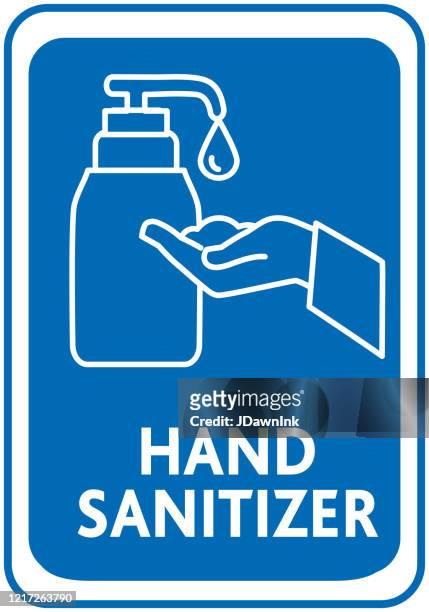 hand sanitizer line art sign - hand sanitizer stock illustrations