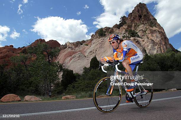 Laurens Ten Dam of the Netherlands riding for Team Rabobank competes during the prolougue of the 2011 USA Pro Cycling Challenge on August 22, 2011 in...