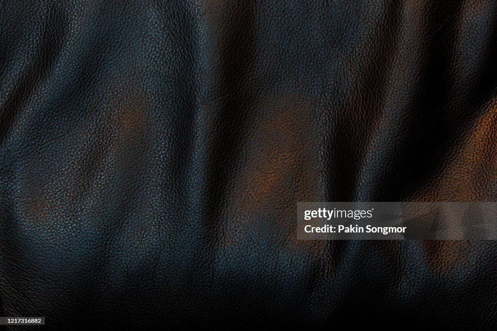 Close up black leather and texture background.