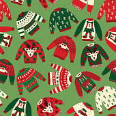Ugly Christmas sweaters seamless vector pattern