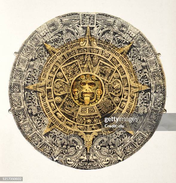 illustrazioni stock, clip art, cartoni animati e icone di tendenza di calendario azteco - calendario azteca