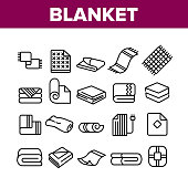 Blanket And Towel Collection Icons Set Vector