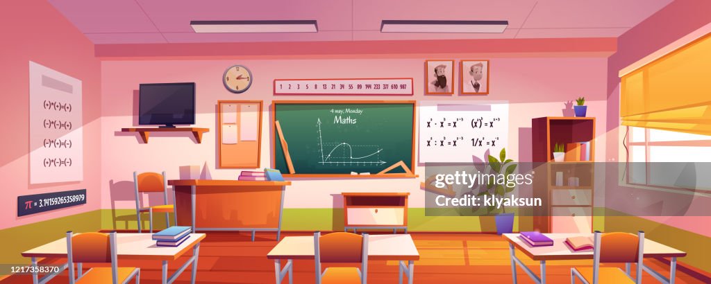 Classroom For Mathematics Learning In School High-Res Vector Graphic ...