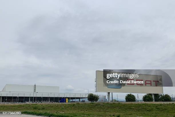 Logo outside the Spanish car maker's Martorell factory on April 07, 2020 in Martorell, Spain. The Spanish car maker SEAT, Protofy.xyz, The Hospital...