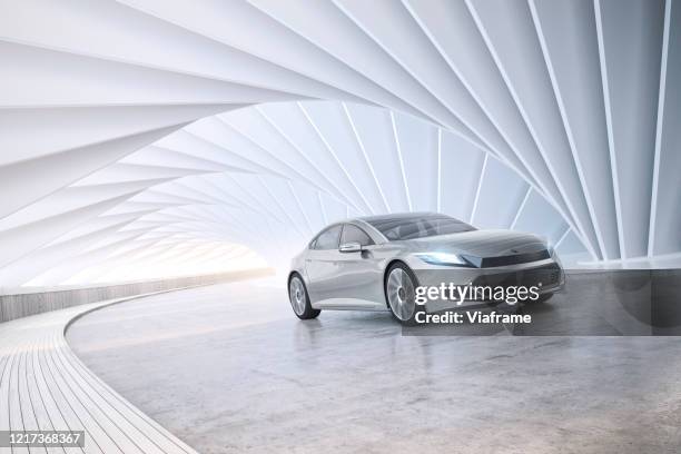 electric car tunnel v4 - driverless car stock-fotos und bilder