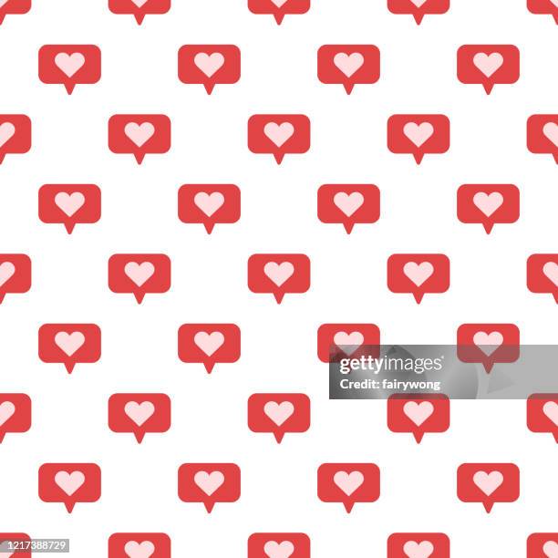 speech bubbles with heart seamless vector pattern - white instagram logo stock illustrations