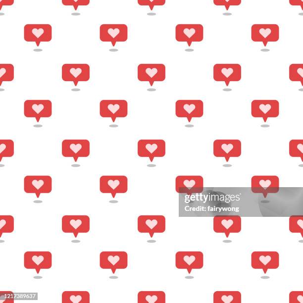 speech bubbles with heart seamless vector pattern - social media logos eps stock illustrations