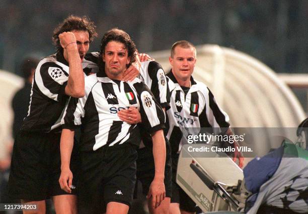 Alessandro Del Piero of Juventus celebrates after scoring a goal during the UEFA Champions League Semi-Final match between Juventus and AS Monaco at...