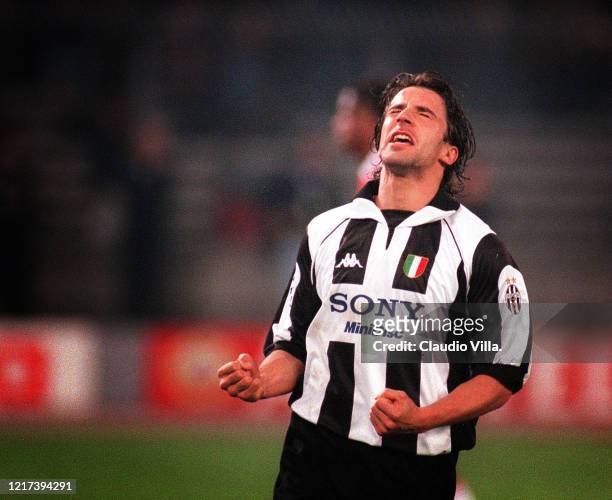 Alessandro Del Piero of Juventus celebrates after scoring a goal during the UEFA Champions League Semi-Final match between Juventus and AS Monaco at...