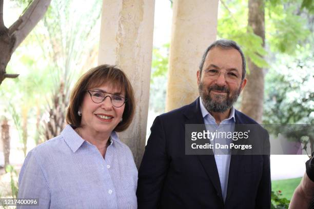 Portrait of married couple Nili Priel Barak and former Israeli Prime Minister Ehud Barak as they pose together during the 21st Jerusalem...