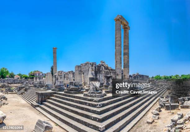 the southern flank of the temple of apollo at didyma, turkey - pilaster stock pictures, royalty-free photos & images