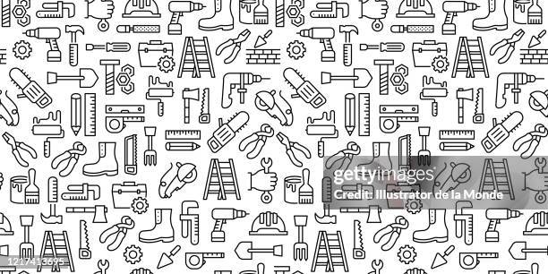 hardware tools seamless pattern - plumber tools background stock illustrations