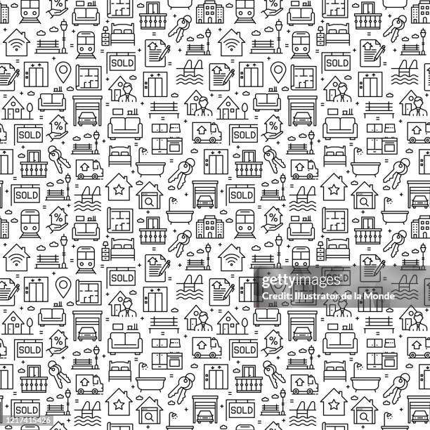 ilustraciones, imágenes clip art, dibujos animados e iconos de stock de patrón de inserción inmobiliaria - problemas de vivienda