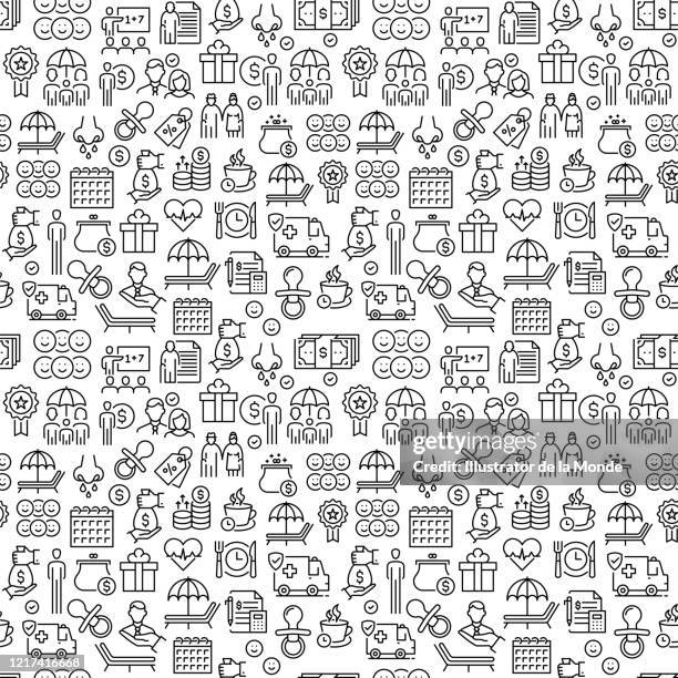 employee benefits seamless pattern - stage de formation stock illustrations