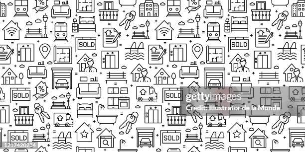 real estate seamless pattern - repeat purchase icon stock illustrations